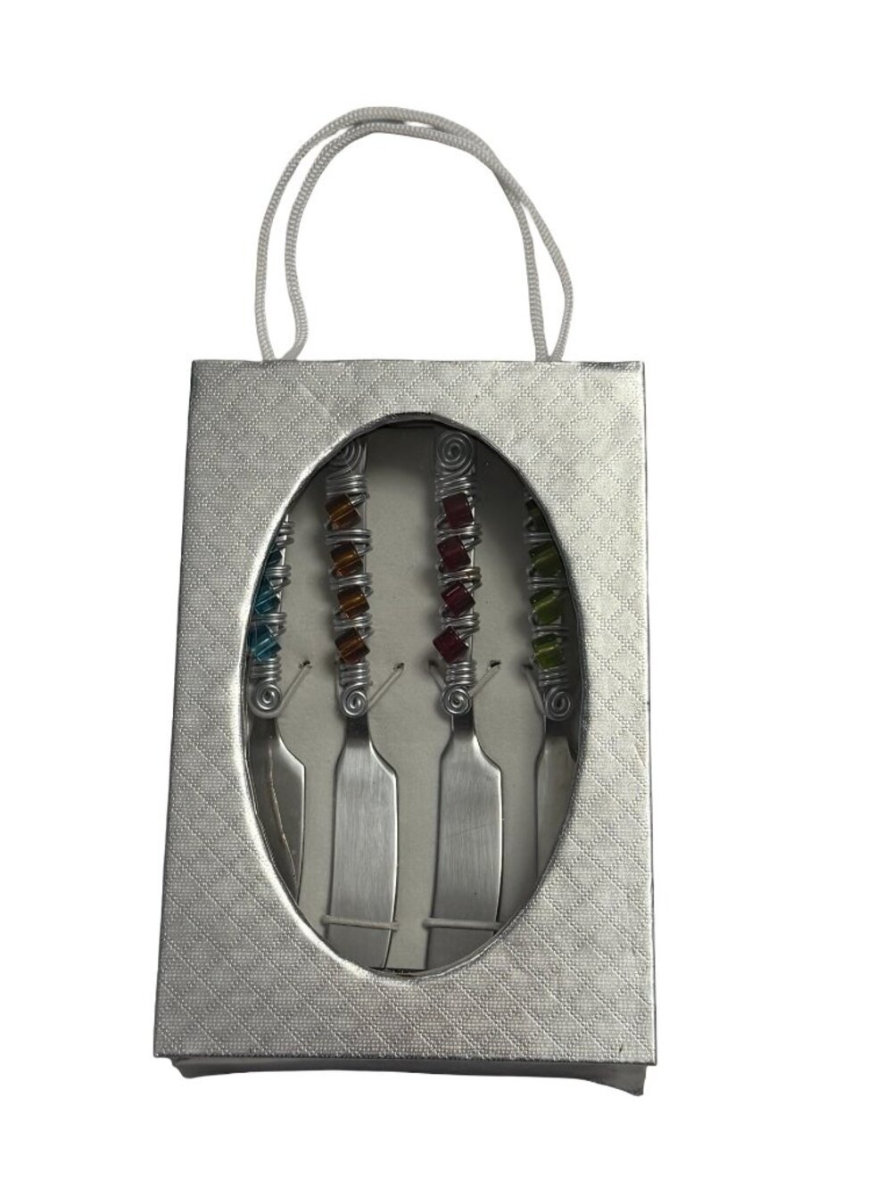Wild Eye Designs Beaded Cheese Spreaders Set of 4 Stainless Steel Gift Box